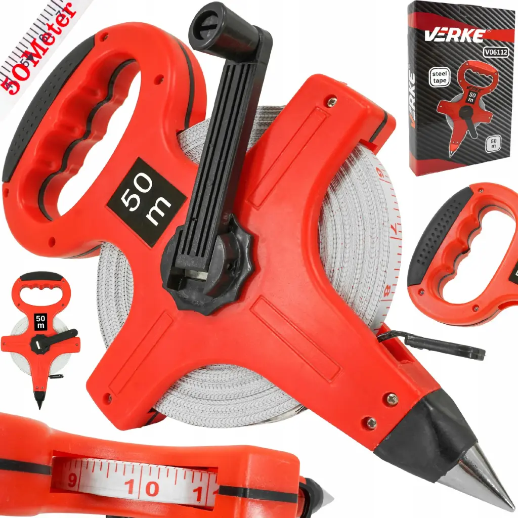 Miara Taśma Miernicza Metrówka Taśmowa Zwijana Miarka Z Uchwytem 50M 