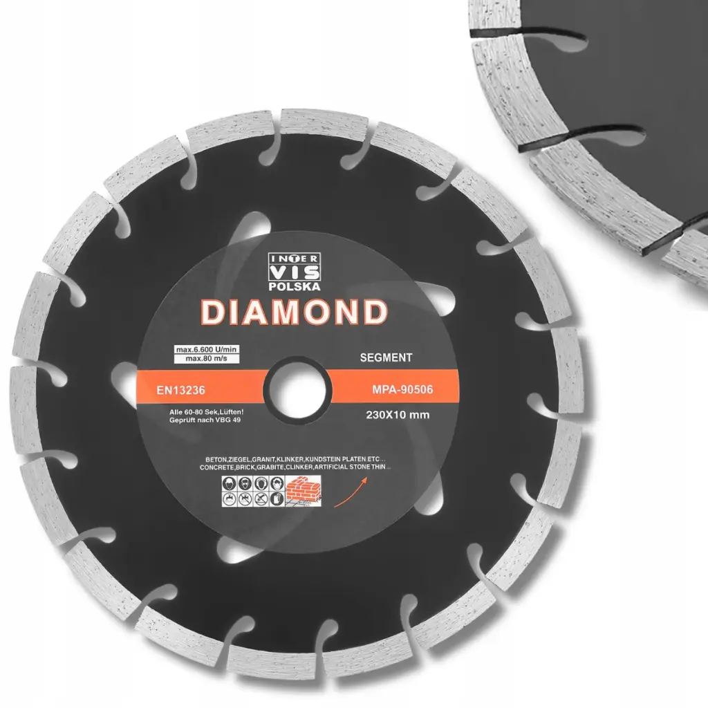 Tarcza do szlifierki do cięcia betonu Diamentowa INTER-VIS 230 x 22.2 x 10 mm