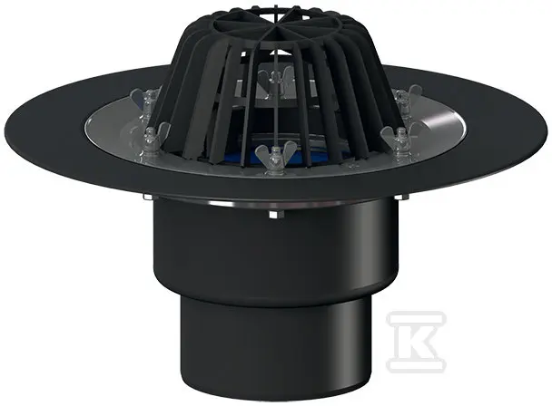 Wpust dachowy grawitacyjny DN110 pionowy z koszem na liście i stalowym pierścieniem skręcanym HL62/1 ONNINEN